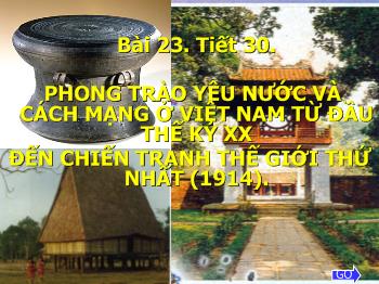 Bài giảng Lịch sử 11 - Bài 23, Tiết 30: Phong trào yêu nước và cách mạng ở Việt Nam từ đầu thế kỷ XX đến chiến tranh thế giới thứ nhất (1914)