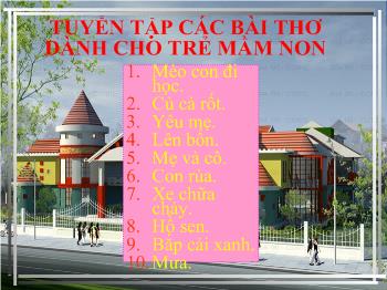 Tuyển tập các bài thơ dành cho trẻ mầm non