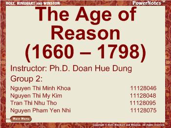 The Age of Reason (1660 – 1798)