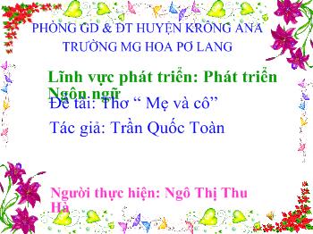 Bài giảng Phát triển ngôn ngữ - Ngô Thị Thu Hà - Thơ 