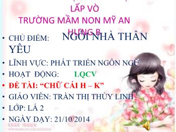 Bài giảng Phát triển ngôn ngữ - Trần Thị Thùy Linh - Chữ cái h - k