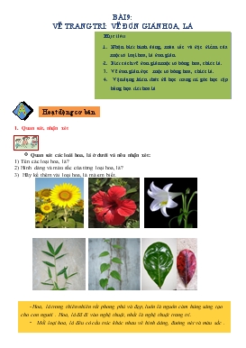 Bài giảng Mĩ thuật Lớp 4 - Bài 9: Vẽ trang trí - Vẽ đơn giản hoa, lá