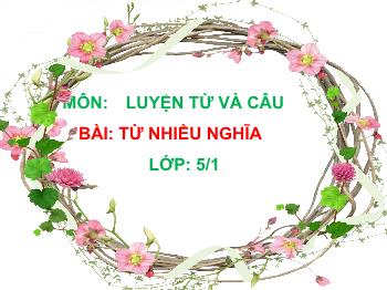 Bài giảng Môn luyện từ và câu: Bài từ nhiều nghĩa