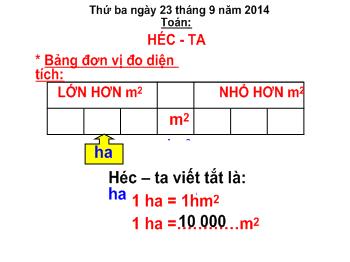 Bài giảng Môn Toán: Héc - Ta