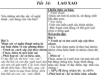 Bài giảng Môn Ngữ văn lớp 6 - Tiết 34: Lao xao