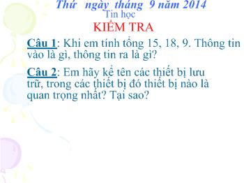 Bài giảng Môn Tin học - Kiểm tra tin