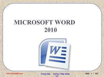 Bài giảng Môn tin học - Microsoft word 2010