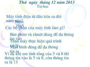 Bài giảng Môn Tin học - Ôn tập tin