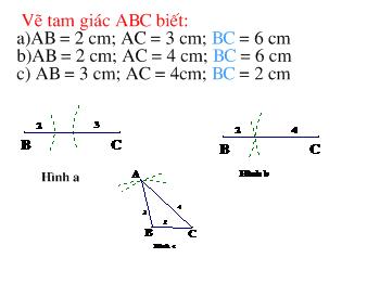 Bài giảng Môn Toán lớp 7 - Trường hợp bằng nhau thứ nhất của tam giác cạnh - Cạnh - cạnh (c.c.c)