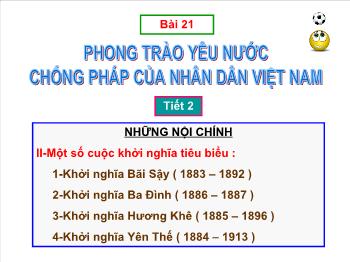 Bài giảng Lịch sử 11 - Bài 21: Phong trào yêu nước chống Pháp của nhân dân Việt Nam trong những năm cuối thế kỉ XIX (Tiết 2)