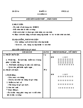 Giáo án Thể dục Khối 5 - Tiết 12: Đội hình đội ngũ - Trò chơi