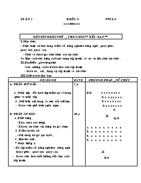 Giáo án Thể dục Khối 5 - Tiết 4: Đội hình đội ngũ - Trò chơi 