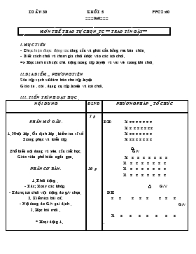 Giáo án Thể dục Khối 5 - Tiết 60: Môn thể thao tự chọn - Trò chơi 