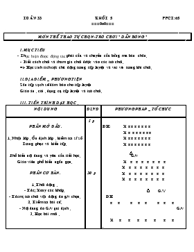 Giáo án Thể dục Khối 5 - Tiết 65: Môn thể thao tự chọn - Trò chơi 