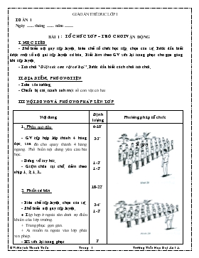 Giáo án Thể dục Lớp 1 - Học kỳ I - Huỳnh Thanh Tuấn