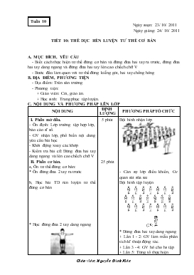 Giáo án Thể dục Lớp 1 - Tiết 10: Thể dục rèn luyện tư thế cơ bản - Nguyễn Đình Kiên