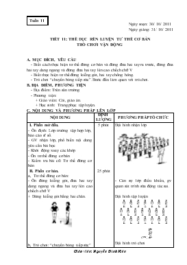 Giáo án Thể dục Lớp 1 - Tiết 11: Thể dục rèn luyện tư thế cơ bản - Trò chơi vận động - Nguyễn Đình Kiên