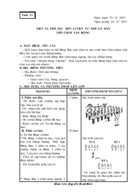 Giáo án Thể dục Lớp 1 - Tiết 13: Thể dục rèn luyện tư thế cơ bản - Trò chơi vận động - Nguyễn Đình Kiên