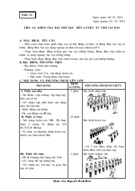 Giáo án Thể dục Lớp 1 - Tiết 16: Kiểm tra bài thể dục rèn luyện tư thế cơ bản - Nguyễn Đình Kiên