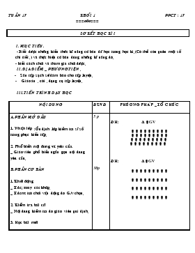 Giáo án Thể dục Lớp 1 - Tiết 17: Sơ kết học kì I