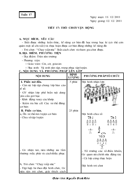 Giáo án Thể dục Lớp 1 - Tiết 17: Trò chơi vận động - Nguyễn Đình Kiên
