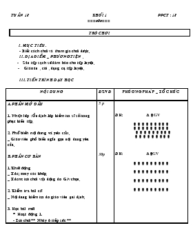 Giáo án Thể dục Lớp 1 - Tiết 18: Trò chơi