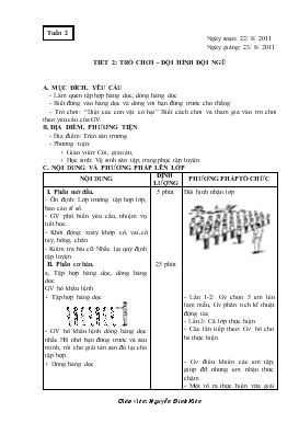 Giáo án Thể dục Lớp 1 - Tiết 2: Trò chơi - Đội hình đội ngũ - Nguyễn Đình Kiên