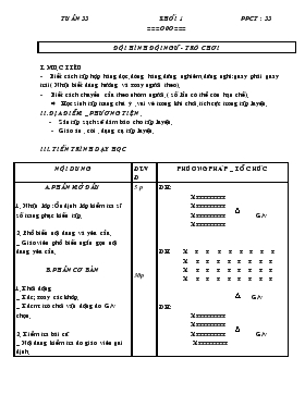Giáo án Thể dục Lớp 1 - Tiết 33: Đội hình đội ngũ - Trò chơi