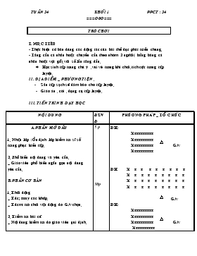 Giáo án Thể dục Lớp 1 - Tiết 34: Trò chơi