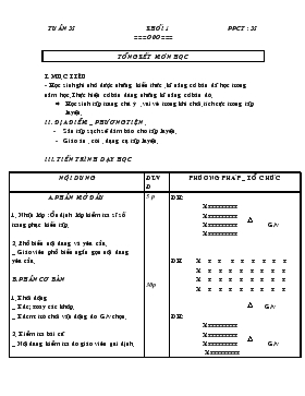 Giáo án Thể dục Lớp 1 - Tiết 35: Tổng kết môn học