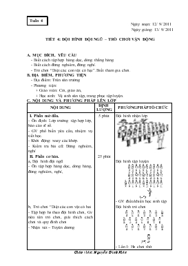 Giáo án Thể dục Lớp 1 - Tiết 4: Đội hình đội ngũ - Trò chơi vận động - Nguyễn Đình Kiên