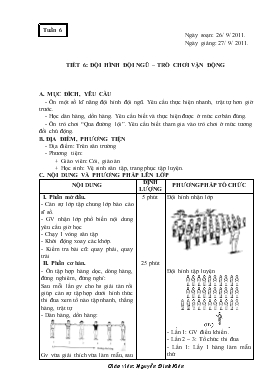 Giáo án Thể dục Lớp 1 - Tiết 6: Đội hình đội ngũ - Trò chơi vận động - Nguyễn Đình Kiên