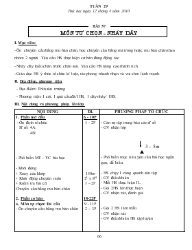 Giáo án Thể dục Lớp 4 - Tuần 29, Bài 57: Môn tự chọn - Nhảy dây