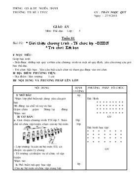 Giáo án Thể dục Lớp 5 - Tuần 1 - Trần Ngọc Quý