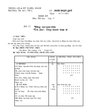 Giáo án Thể dục Lớp 5 - Tuần 11 - Trần Ngọc Quý