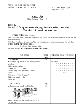 Giáo án Thể dục Lớp 5 - Tuần 12 - Trần Ngọc Quý