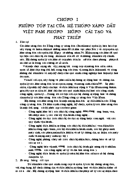 Bài giảng Chương I: Những tồn tại của hệ thống xăng dầu Việt Nam phương hướng cải tạo và phát triển