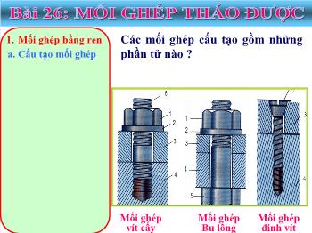 Bài Giảng Công Nghệ Lớp 8 - Bài 26: Mối Ghép Tháo Được