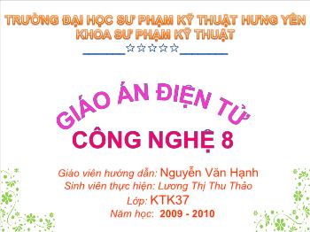 Bài Giảng Công Nghệ Lớp 8 - Lương Thị Thu Thảo - Tiết 30 Bài 33: An Toàn Điện