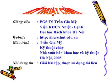 Bài giảng Kỹ thuật cháy (tiếp)