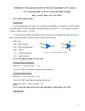 Bài giảng Mạch dao động đa hài hai trạng thái không ổn định dùng vi mạch thuật toán (OP-AMP)