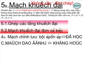 Bài giảng Mạch khuếch đại (tiếp)