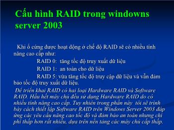 Cấu hình RAID trong windowns server 2003