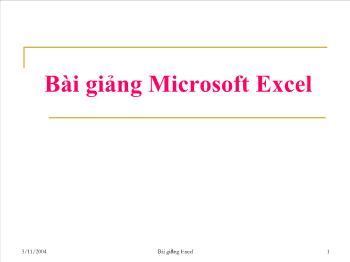 Bài giảng Bài giảng Microsoft Excel