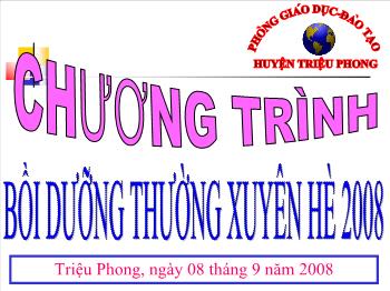 Chương Trình Bồi Dưỡng Thường Xuyên Hè 2008 Tích Hợp Giáo Dục Bảo Vệ Môi Trường