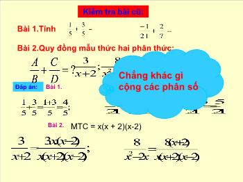 Bài giảng Giải tích - Bài 5: Phép cộng các phân thức đại số