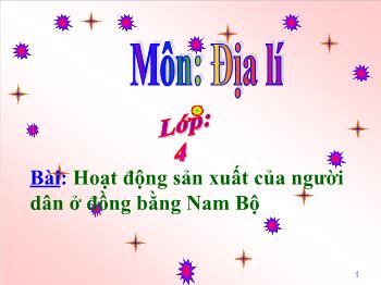 Bài giảng Hoạt động sản xuất của người dân ở đồng bằng Nam Bộ (tiếp)