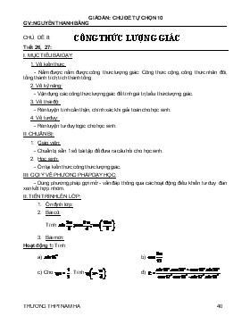 Bài giảng Tiết 26. 27: Công thức lượng giác