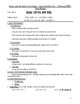 Bài giảng Tiết 9, 10,11: Tính chẵn lẻ - Sự biến thiên – vẽ đồ thị của hàm số bậc I và bậc II