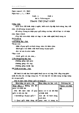 Bài giảng Tuần 1 - Tiết 1 - Bài 1: Vẽ trang trí trang trí quạt giấy